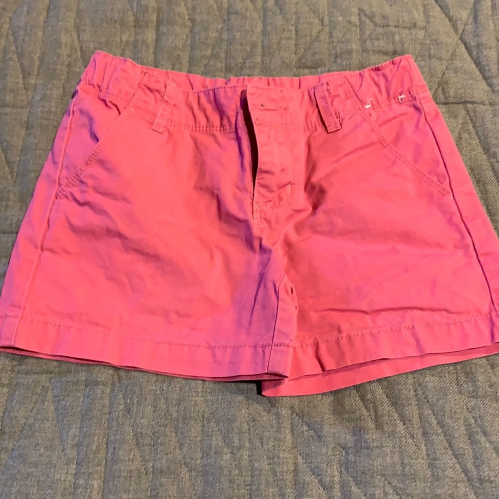 Girls pink expandable waist band shorts.  Size 5